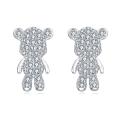 wholesale 925 Sterling Silver Sparkling Silver Teddy Bear Earrings Embedded With Zircon Accents-0-5