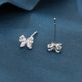wholesale 925 Sterling Silver Butterfly Zircon Stud Earrings In Elegant Dark Blue Velvet Setting-0-2