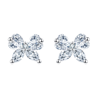 wholesale 925 Sterling Silver Butterfly Zircon Stud Earrings In Elegant Dark Blue Velvet Setting-undefined