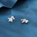 wholesale 925 Sterling Silver Whimsical Silver Horse Stud Earrings With Zircon Accents-0-1