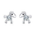 wholesale 925 Sterling Silver Whimsical Silver Horse Stud Earrings With Zircon Accents-0-4