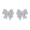 wholesale 925 Sterling Silver Elegant Butterfly Zircon Earrings On Dark Blue Velvet Background-0-0