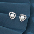 wholesale 925 Sterling Silver Elegant Pearl And Zircon Accent Silver Earrings-0-1