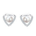 wholesale 925 Sterling Silver Elegant Pearl And Zircon Accent Silver Earrings-0-5