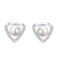 wholesale 925 Sterling Silver Elegant Pearl And Zircon Accent Silver Earrings-0-0