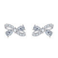 wholesale 925 Sterling Silver Elegant Zircon Bow Earrings In Sterling Silver – Luxury Fashion Accessory-0-0