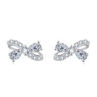 wholesale 925 Sterling Silver Elegant Zircon Bow Earrings In Sterling Silver – Luxury Fashion Accessory-undefined