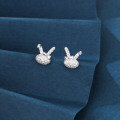 wholesale 925 Sterling Silver Elegant Zircon-studded Peace Sign Hand Earrings In Silver-0-1