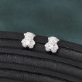wholesale 925 Sterling Silver Elegant Floral Zircon Halo Cluster Earrings In Plated with White Gold-0-5