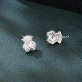 wholesale 925 Sterling Silver Elegant Floral Zircon Halo Cluster Earrings In Plated with White Gold-0-1