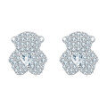 wholesale 925 Sterling Silver Elegant Floral Zircon Halo Cluster Earrings In Plated with White Gold-0-0