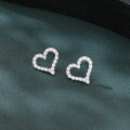 wholesale 925 Sterling Silver Elegant Heart-shaped Zircon Accent Silver Stud Earrings-0-4