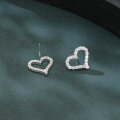 wholesale 925 Sterling Silver Elegant Heart-shaped Zircon Accent Silver Stud Earrings-0-1