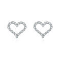 wholesale 925 Sterling Silver Elegant Heart-shaped Zircon Accent Silver Stud Earrings-0-0