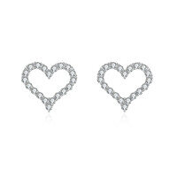wholesale 925 Sterling Silver Elegant Heart-shaped Zircon Accent Silver Stud Earrings-undefined