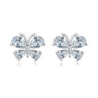 wholesale 925 Sterling Silver Elegant Zircon Floral Stud Earrings-undefined