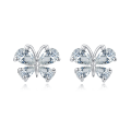 wholesale 925 Sterling Silver Elegant Zircon Floral Stud Earrings-0-5