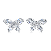wholesale 925 Sterling Silver Elegant Butterfly Crystal Stud Earrings In Sterling Silver-undefined