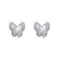 wholesale 925 Sterling Silver Elegant Butterfly Stud Earrings With Silver Zircon Accents On Blue Backdrop-0-4