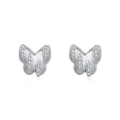 wholesale 925 Sterling Silver Elegant Butterfly Stud Earrings With Silver Zircon Accents On Blue Backdrop-0-0