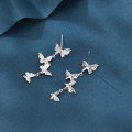 wholesale 925 Sterling Silver Elegant Silver Butterfly Drop Earrings With Zircon-studded Wings And Chain Charm-0-2