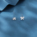 wholesale 925 Sterling Silver Butterfly Zircon Stud Earrings In Plated with White Gold-0-2