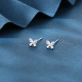 wholesale 925 Sterling Silver Butterfly Zircon Stud Earrings In Plated with White Gold-0-1