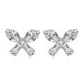 wholesale 925 Sterling Silver Butterfly Zircon Stud Earrings In Plated with White Gold-0-0