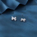 wholesale 925 Sterling Silver Elegant Silver Butterfly Stud Earrings With Sparkling Zircon Accents-0-2