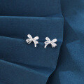 wholesale 925 Sterling Silver Elegant Silver Butterfly Stud Earrings With Sparkling Zircon Accents-0-1
