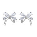 wholesale 925 Sterling Silver Elegant Silver Butterfly Stud Earrings With Sparkling Zircon Accents-0-5