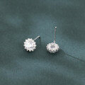 wholesale 925 Sterling Silver Elegant Silver Floral Zircon Earrings - Luxury Studs-0-1