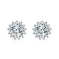 wholesale 925 Sterling Silver Elegant Silver Floral Zircon Earrings - Luxury Studs-0-0