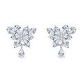 wholesale 925 Sterling Silver Elegant Zircon Floral Earrings With Teardrop Accent In Plated with White Gold Setting-0-0
