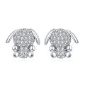 wholesale 925 Sterling Silver Adorable Zircon-encrusted Bunny Stud Earrings-0-0