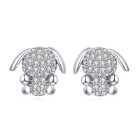wholesale 925 Sterling Silver Adorable Zircon-encrusted Bunny Stud Earrings-undefined