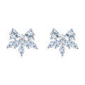 wholesale 925 Sterling Silver Elegant Silver Crystal Bow & Flower Stud Earrings-0-4