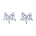 wholesale 925 Sterling Silver Elegant Silver Crystal Bow & Flower Stud Earrings-0-0