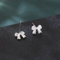 wholesale 925 Sterling Silver Elegant Crystal Bow Earrings-0-2