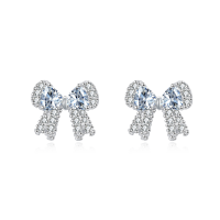 wholesale 925 Sterling Silver Elegant Crystal Bow Earrings-undefined