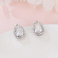 wholesale 925 Sterling Silver Elegant Teardrop Zircon Halo Earrings In Plated with White Gold-0-4