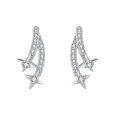 wholesale 925 Sterling Silver Elegant Stellar Zircon-encrusted Silver Drop Earrings-0-1