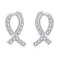 wholesale 925 Sterling Silver Eternal Love Heart-shaped Zircon Accent Earrings In Plated with White Gold-0-0