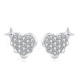 wholesale 925 Sterling Silver Heart-shaped Zircon Earrings With Star Accent-0-1