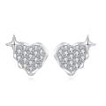 wholesale 925 Sterling Silver Heart-shaped Zircon Earrings With Star Accent-0-0