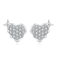 wholesale 925 Sterling Silver Heart-shaped Zircon Earrings With Star Accent-undefined