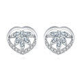 wholesale 925 Sterling Silver Eternal Love Zircon Heart Earrings In Plated with White Gold-0-0