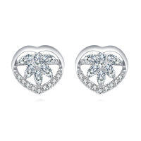 wholesale 925 Sterling Silver Eternal Love Zircon Heart Earrings In Plated with White Gold-