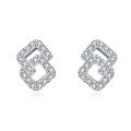 wholesale 925 Sterling Silver Elegant Square Zircon Stud Earrings With Hollow Design-0-4