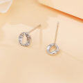 wholesale 925 Sterling Silver Elegant Interlocking Circle Stud Earrings With Zircon Accents-0-2